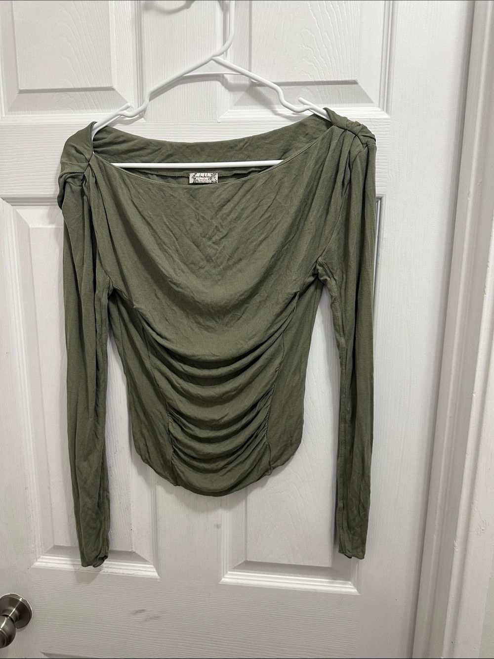 Intimately by Free People Olive Green Night We Met Women Long Sleeve Top